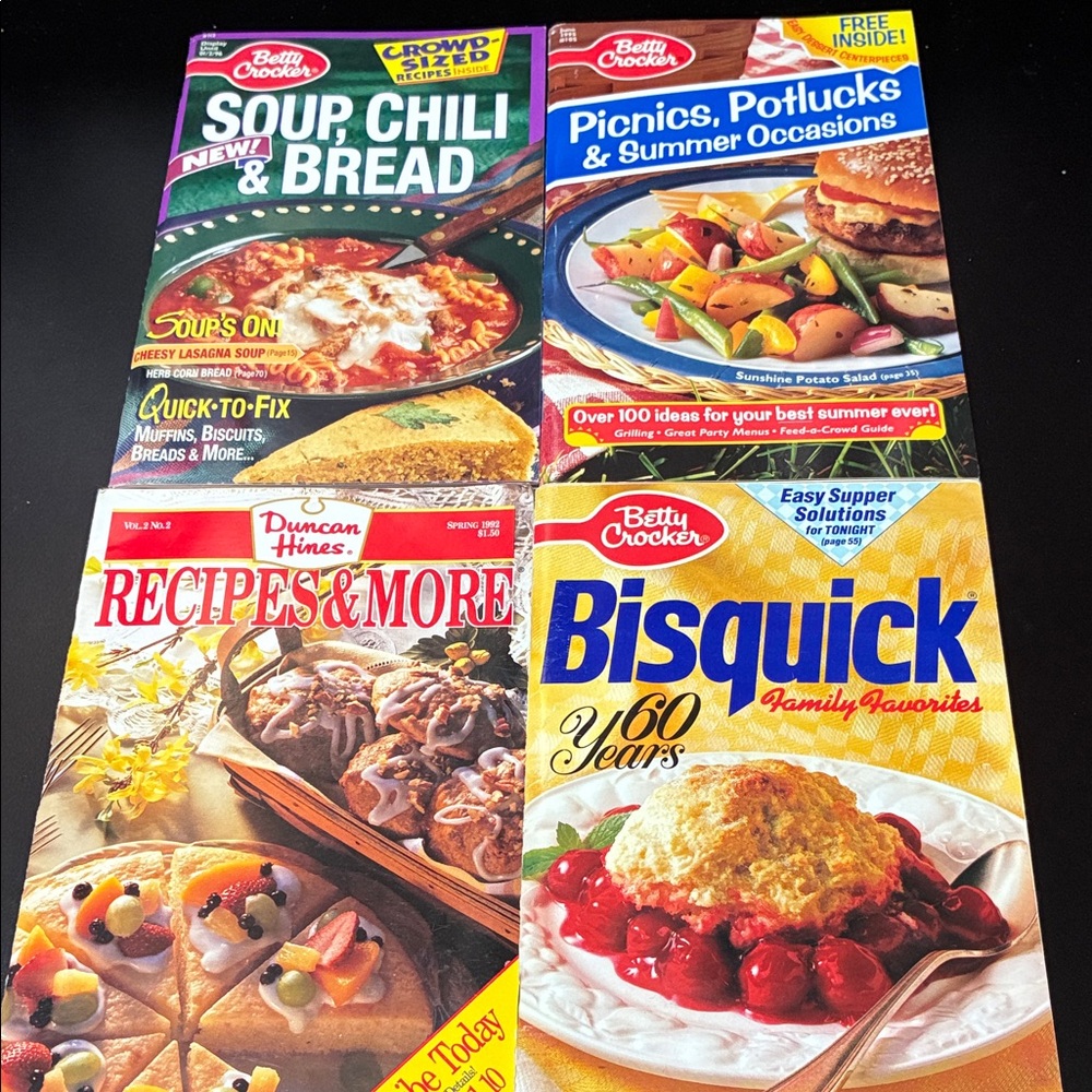 Vintage set of four magazine cookbooks